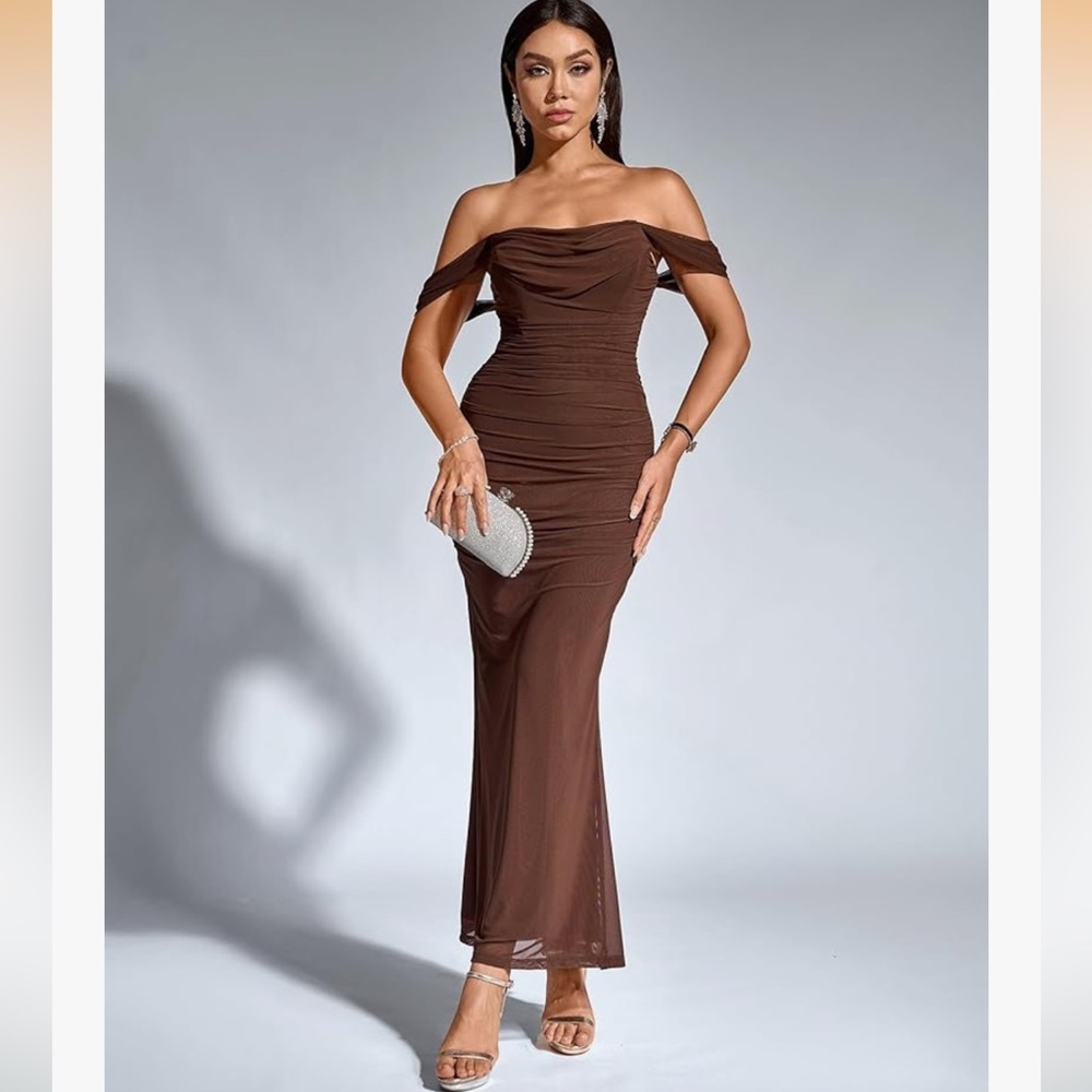 Amazon Strapless Brown Dress